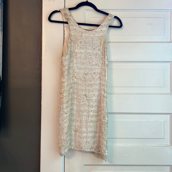 parker white sequin mini dress Provence Bloom Tiered Sequin Mini Dress White